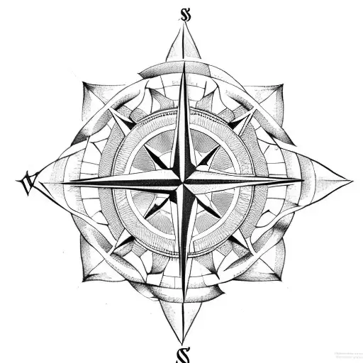 A Compass Rose Intertwined With A Coptic Cross
