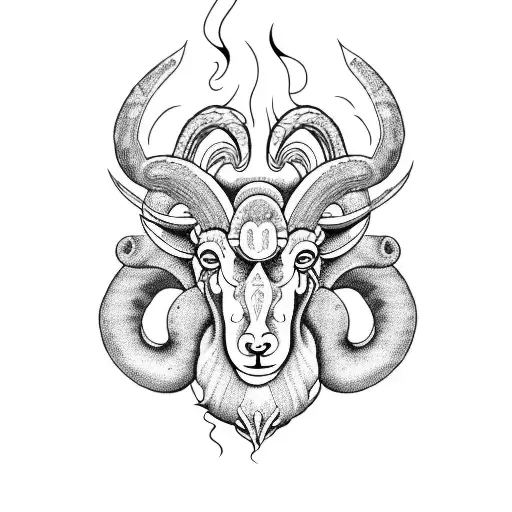 An Energetic Aries Ram Surrounded By Cooking Flames