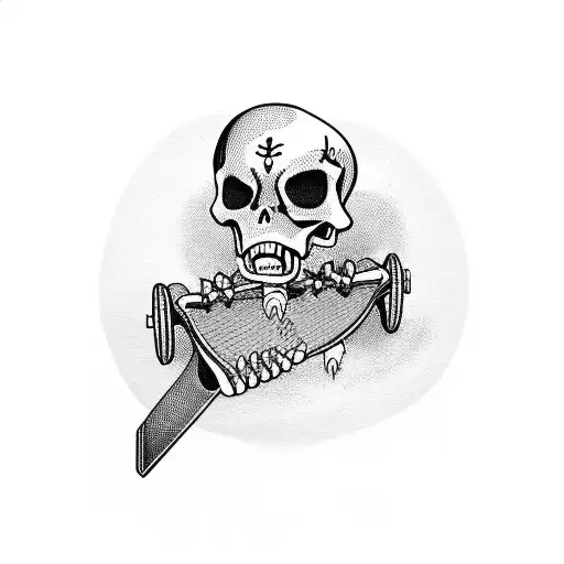 Skeleton Holding A Skateboard