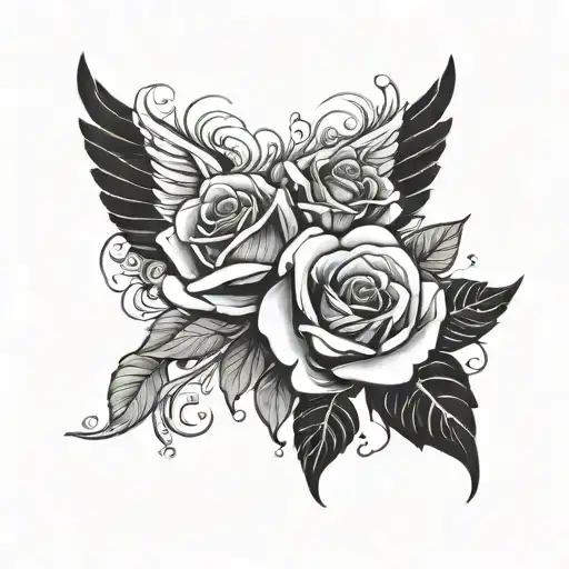 Rose And Angel Wings Spread