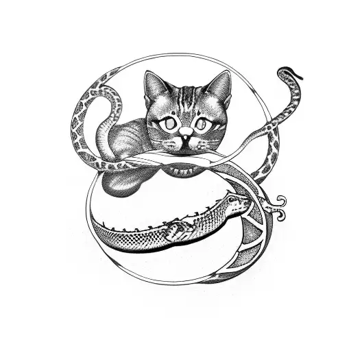 Cat With Snake Ouroboros