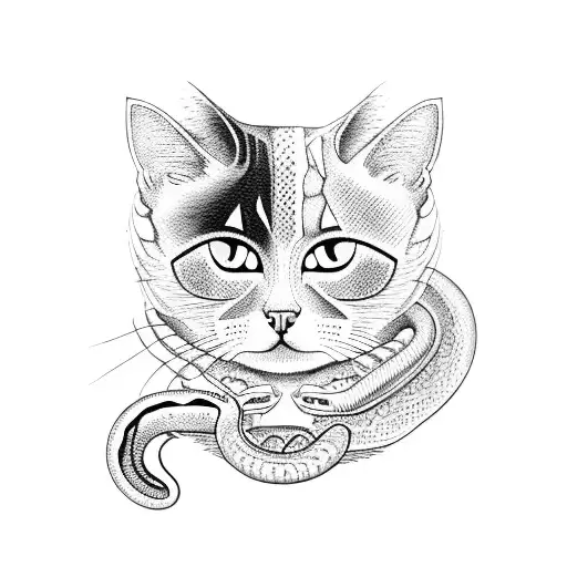 Cat Eating Snake