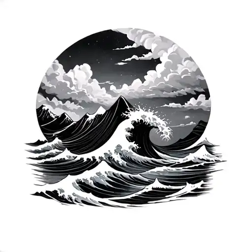 That There Is Sea Or Some Wave Combined With Mountain And You Can Add Some Aspect Of Nature