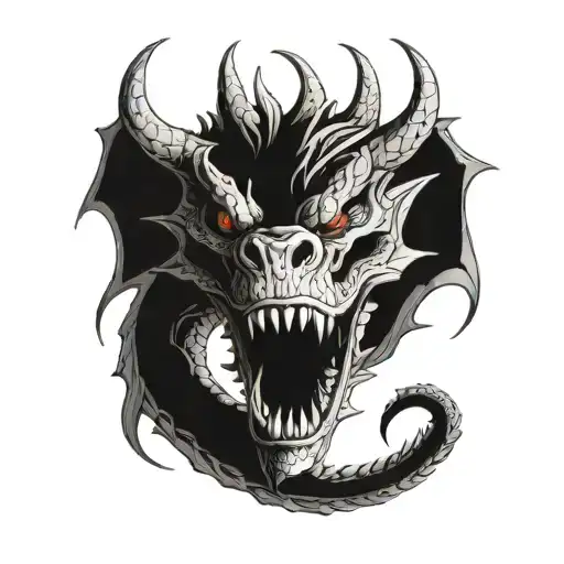 Dragon With A Skull In Its Mouth Open