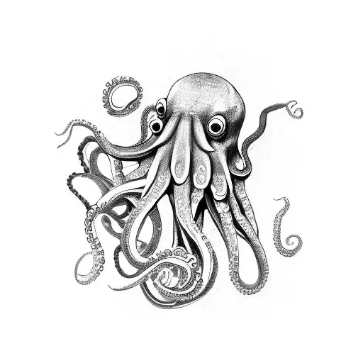 Octopus Tentacles Intertwined With Mechanical Elements