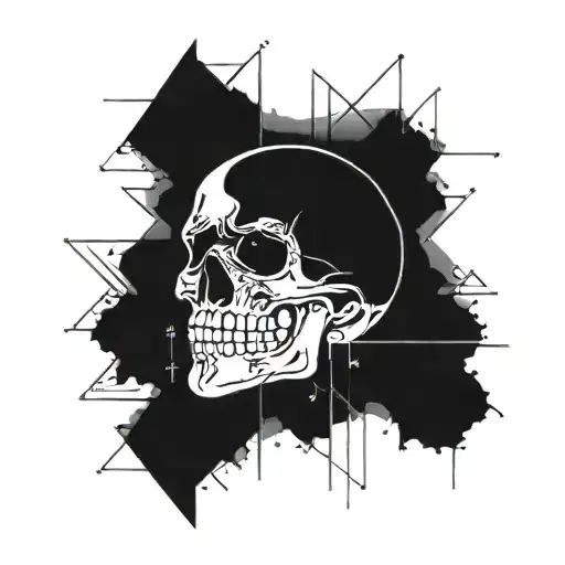 A Punk Rock Skull With Equations And Formulas Incorporated Into The Design