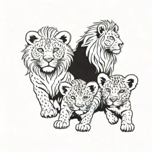 Habitat Of Lions With A Lion Cub