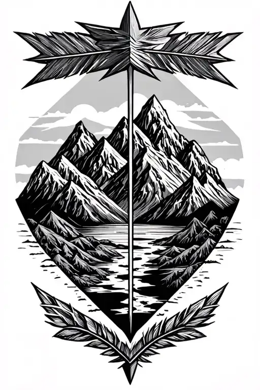 Arrow Surrounded By Montains