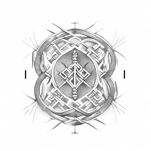 Traditional Chinese Medicine Herbs And Nordic Runes Intertwined