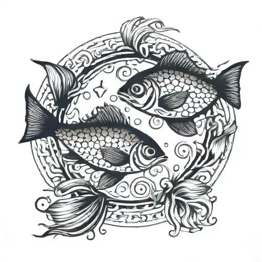 Two Fishes Swimming In A Circle Inside