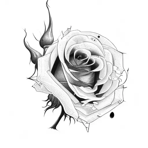 A Wilting Rose That Is Dripping With Blood