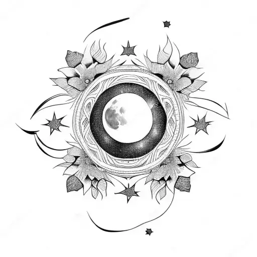 Moon Flowers And Stars