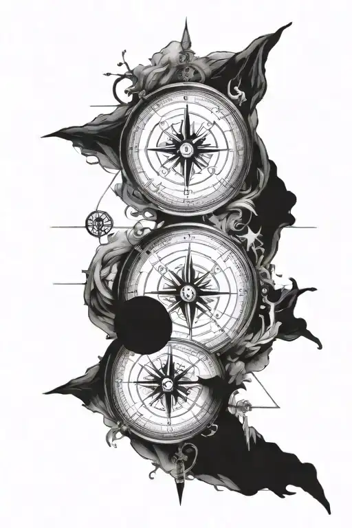 Compass With Zodiac Signs And Yin And Yang Symbol