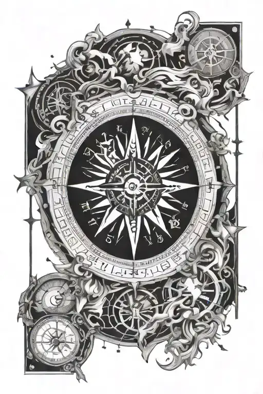 Compass With All Zodiac Signs