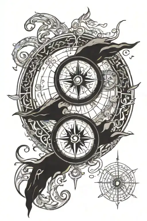 Compass With Yin And Yang Symbol