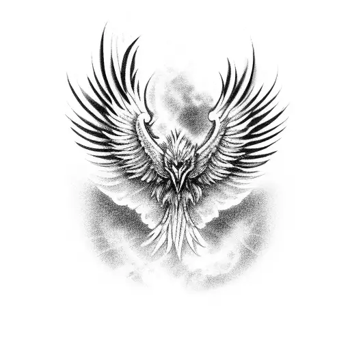 A Powerful And Majestic Phoenix Rising From The Ashes