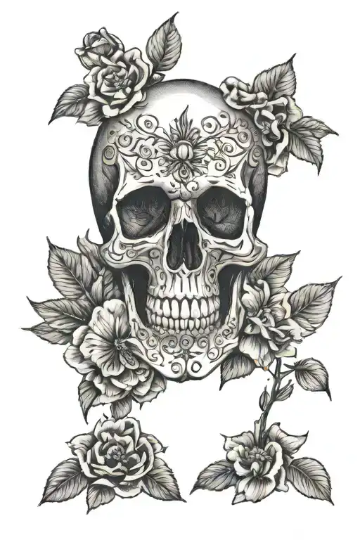 Skull And Flowers
