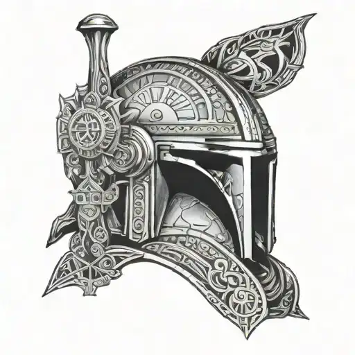 Mandalorian Star Wars With Norse Mythology Tattoo Design