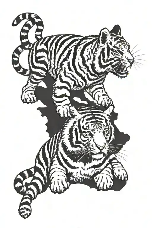 Rabbit And Tiger Playing Together