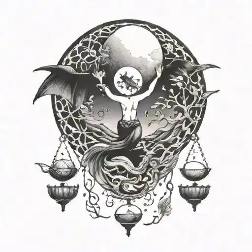 Moon And Scales Balancing Life