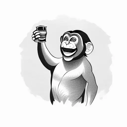 A Monkey Running With A Beer In Its Hand