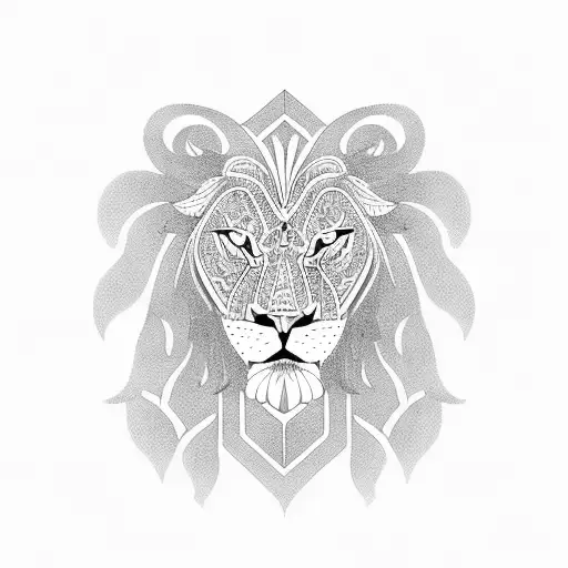 Tribal Lion With Intricate Patterns