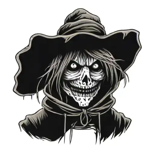 Scary Scarecrow Wearing A Hoodie