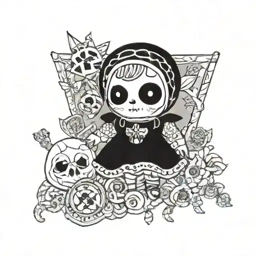 Creepy Doll With Ussr Symbols Tattoo Design