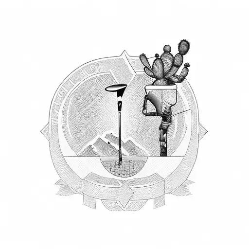 A Sleeve Tattoo Featuring A Golf Club And A Cactus And The Initials Gb