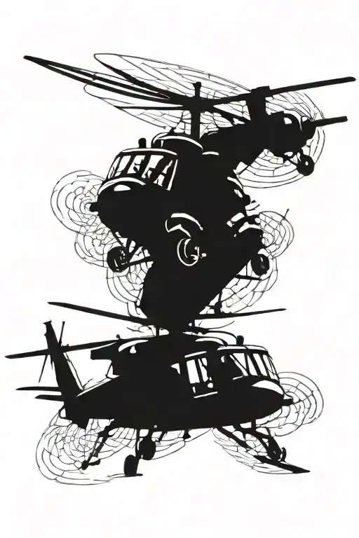 Helicopter And Warrior Battling