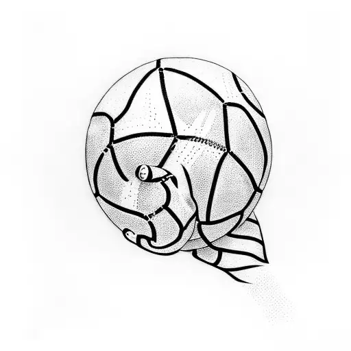 Create A Dotwork Tattoo Of A Water Polo Player With A Snake Wrapped Around Their Arm