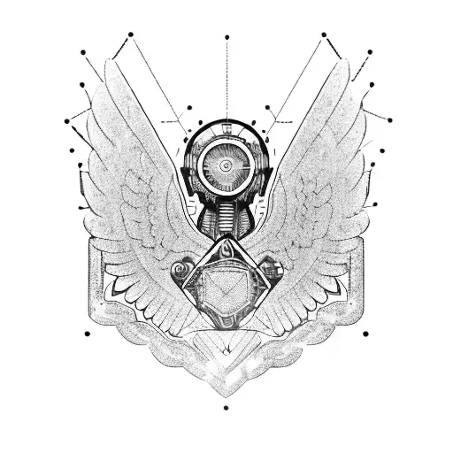 Cybernetic Eagle With Circuitry Wings