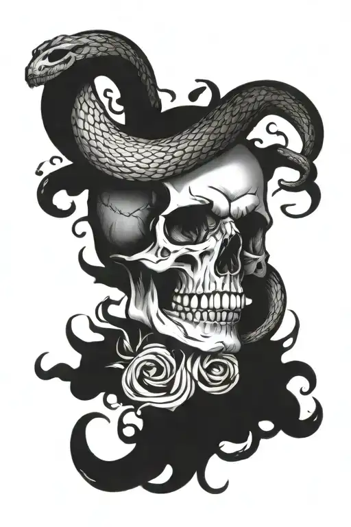 Skull With Snake