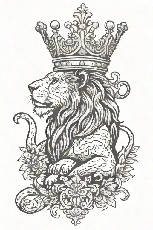 Cross Lion Wearing A Crown