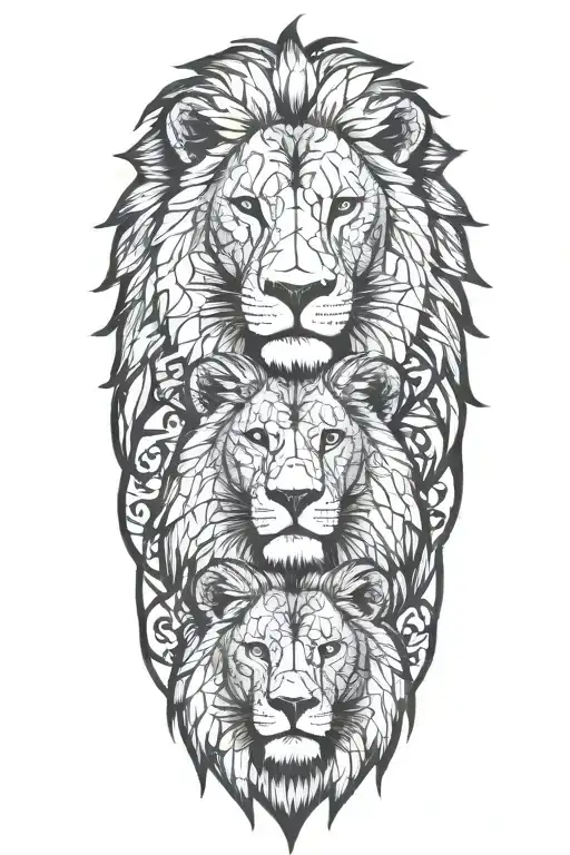 Lion Family Posing Together