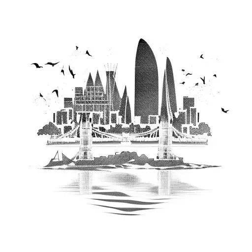 A London Skyline With African Wildlife Silhouettes