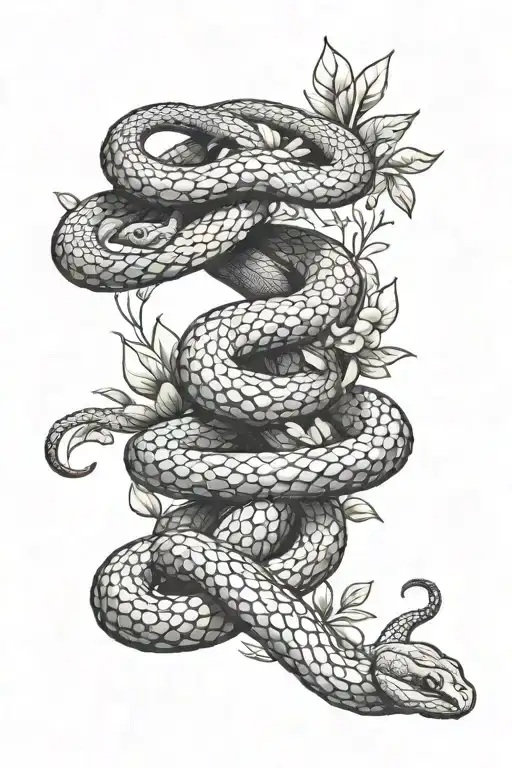 Snake With Mushrooms Growing Around