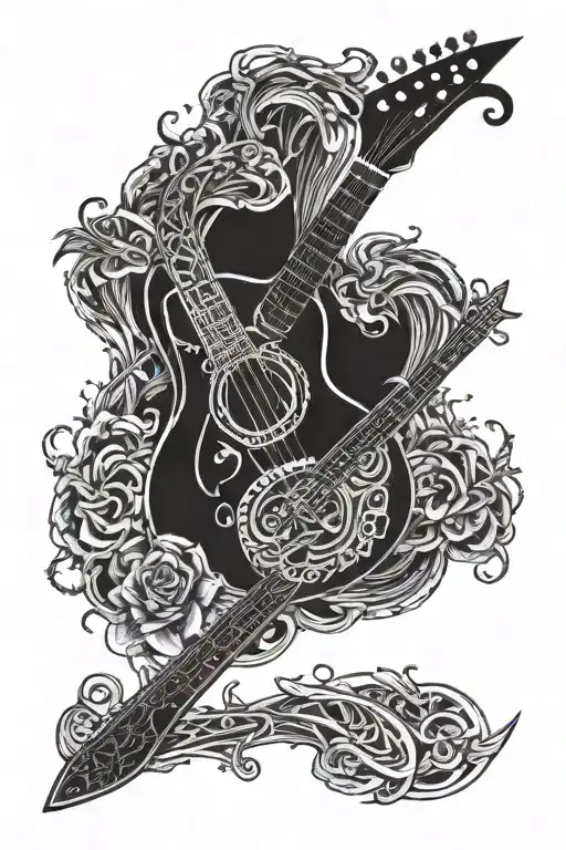 Incorporate A Guitar And Norse Mythology Elements Into A Unique Design
