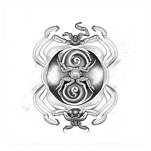 Combine A Scorpion And A Snake In A Yin-yang Symbol