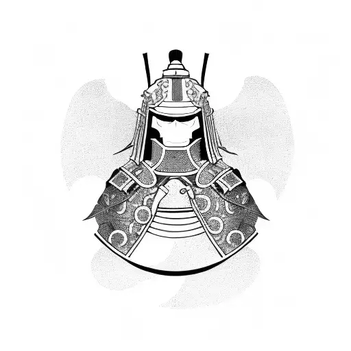 Samurai In Armor With A Black Sword