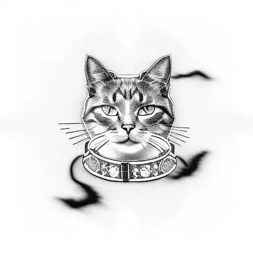 A Ghostly Cat With A Punk-inspired Collar