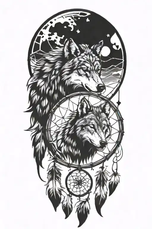 Wolf And A Dreamcatcher