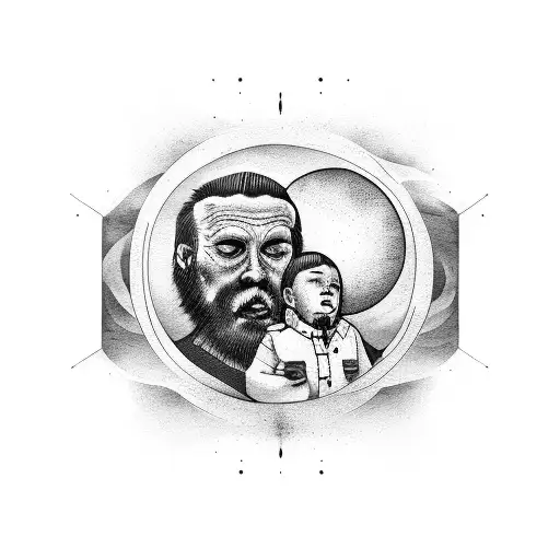 Father And Son With The Fullmoon