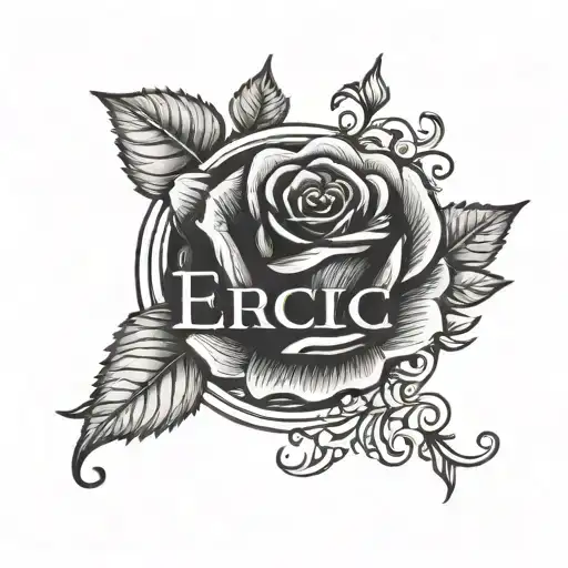 The Name Eric With One Rose Infront Of The Name