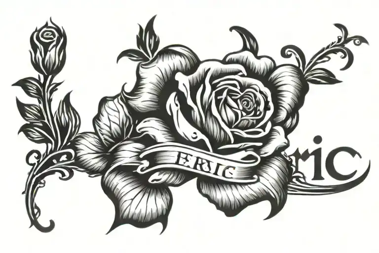 The Name Eric With One Rose Infront Of The Name