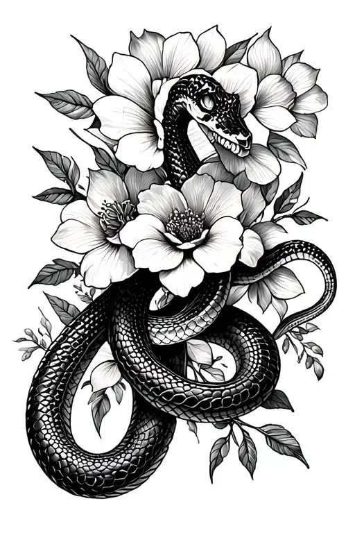 Snake Hand And Flowers