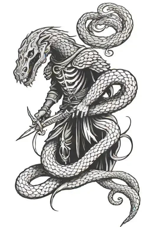 A Dark Ghost With A Sword And A Snake