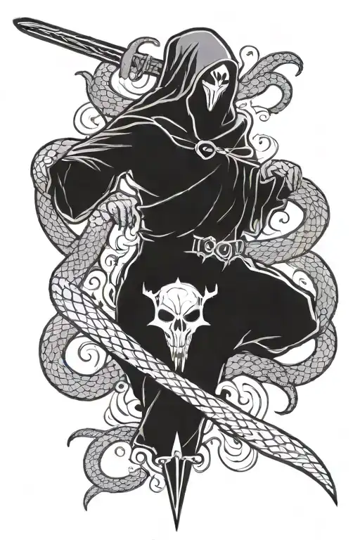 Ghost With A Sword And A Snake