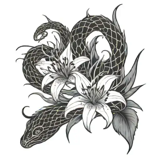 Red Spider Lily With A Snake Wrapped