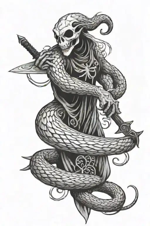 Ghost With A Sword And A Snake